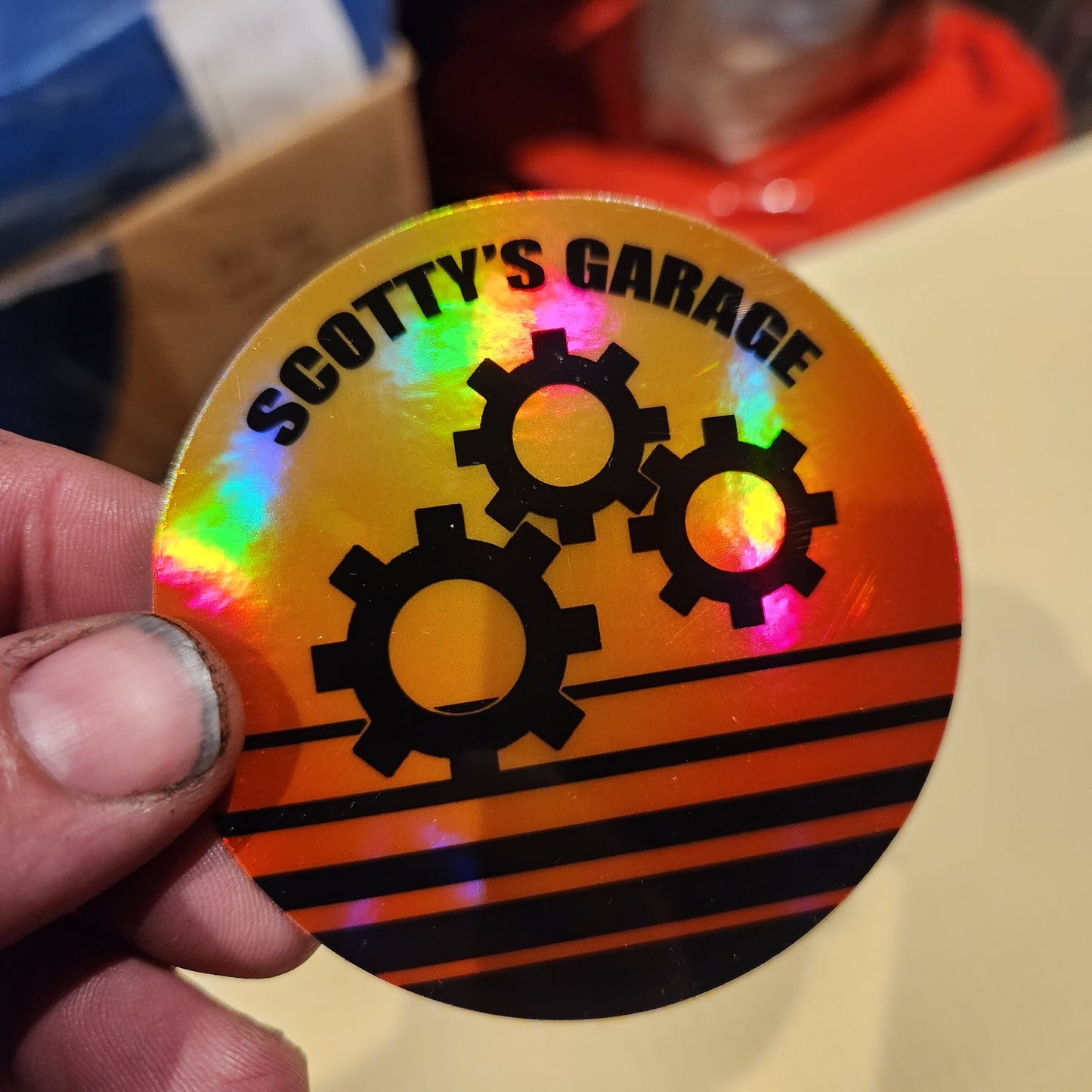 Scotty's Garage Sunset Holographic Sticker